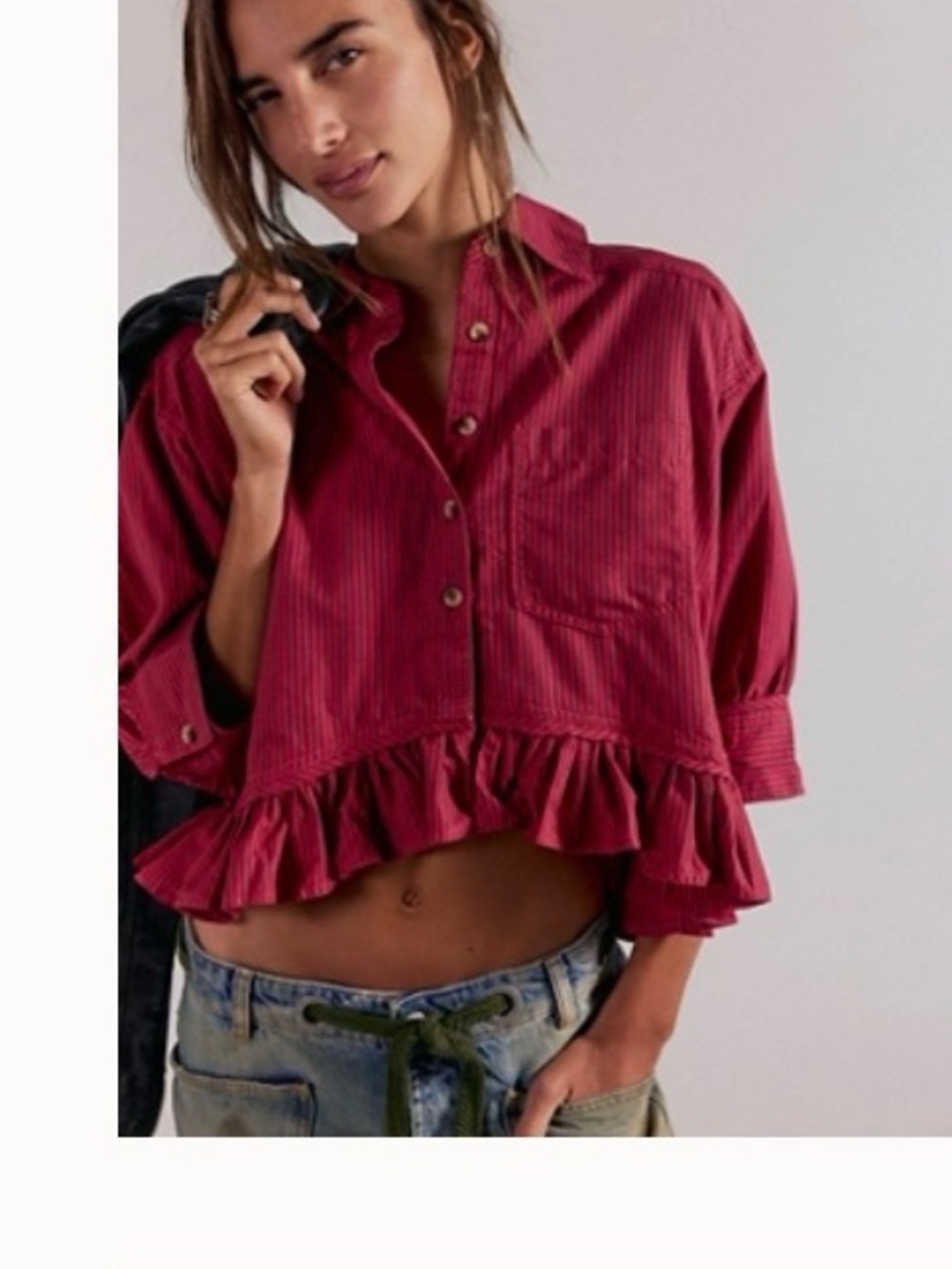 BUNDLE Free People striped shirt w free stripe shirt and jogger set m/l - Picture 3 of 6